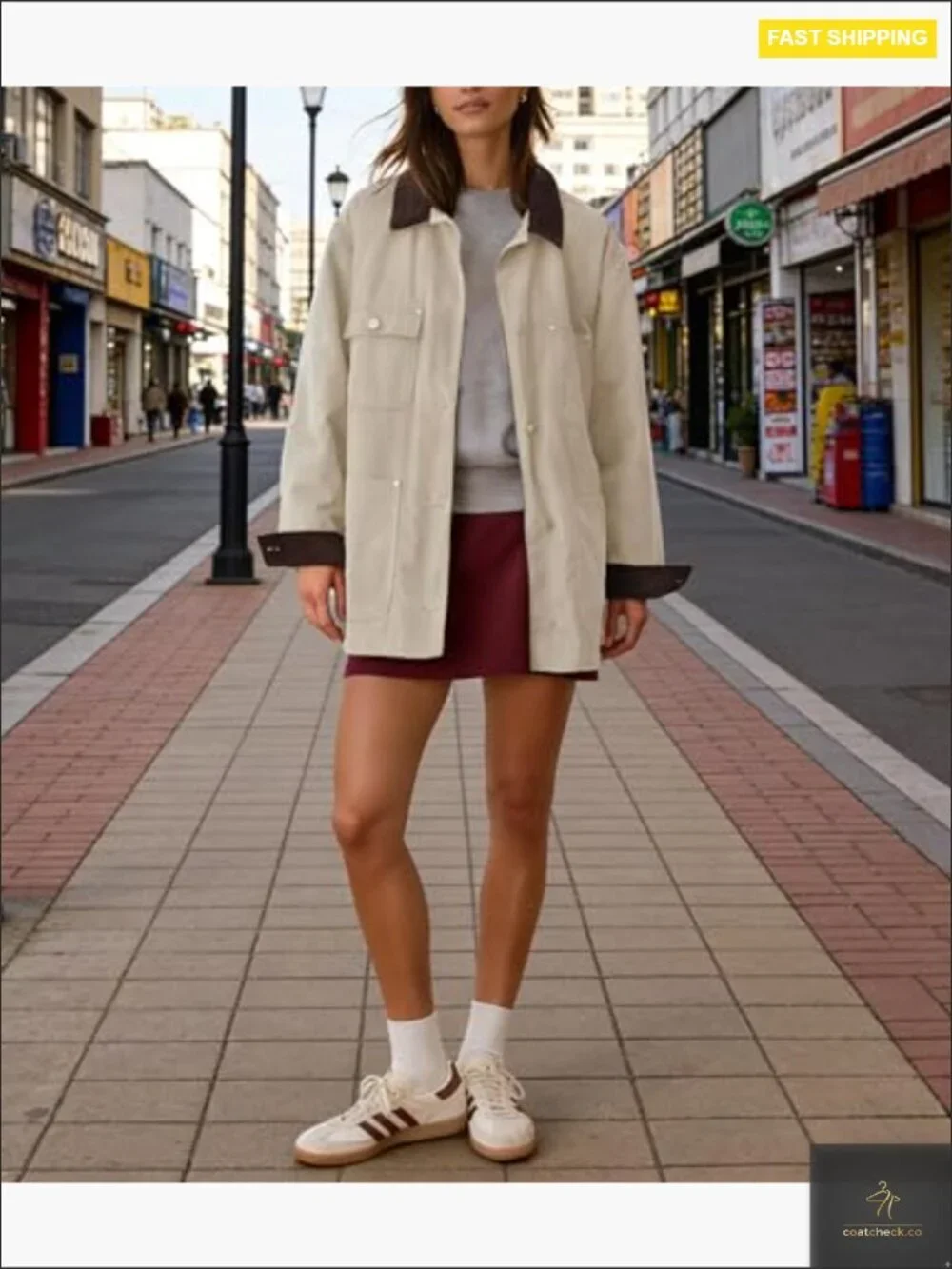 Oversized Utility Jacket Vintage Workwear Corduroy Collar Classic Relaxed Fit - Picture 5 of 7